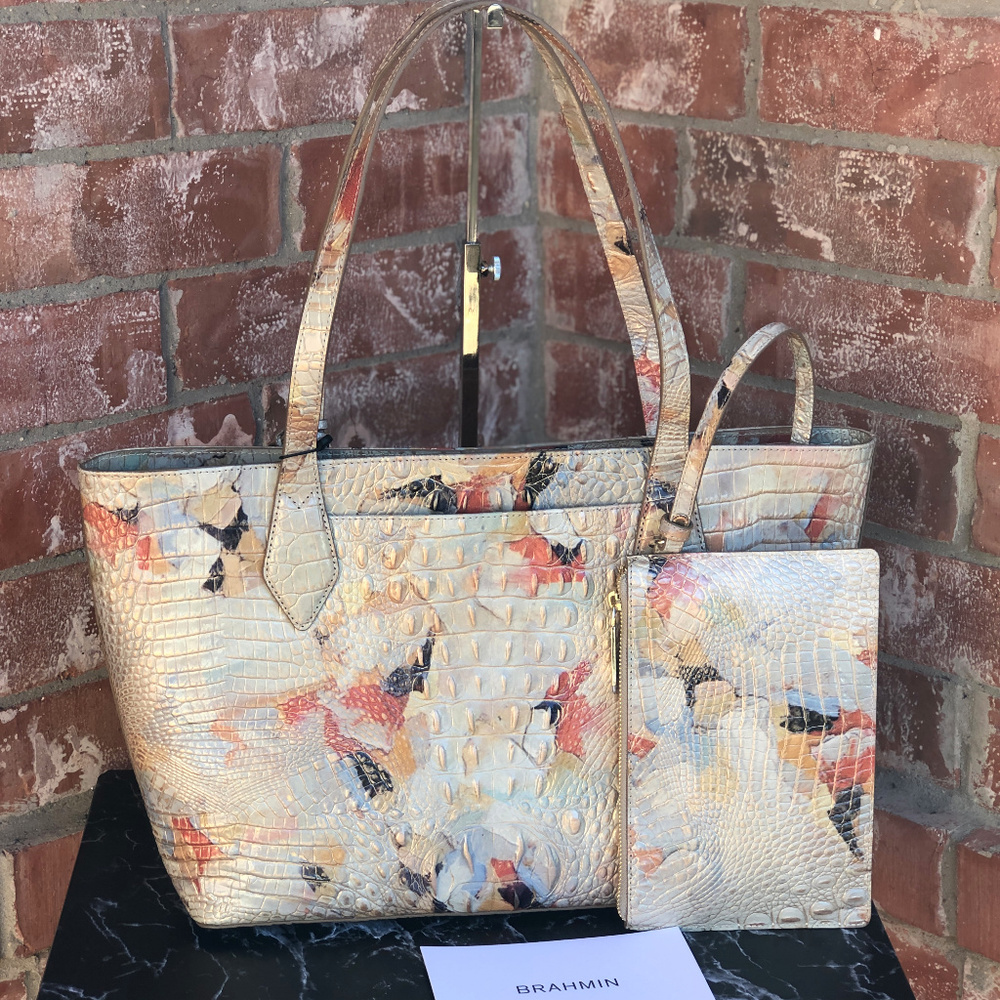 Brahmin Athena Melbourne Oasis Tote Bag Wristlet - Picture 3 of 7